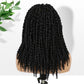 Fancy Hair Full Lace Short Passion Twist Wig with Baby Hair Lace Front Knotless Braided Twist Wig for Black Women (Natural Black)