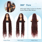 Olymei Locs Braided Wigs for Black Women Knotless Braided Wigs Locs Braid Wig with Baby Hair Full Double Lace Braided Wig Synthetic Burgundy Red Locs Braided Wig, 48 Inches Full Double Lace