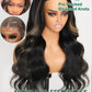 KLAIYI Bye Bye Knots Glueless Wig Human Hair 13x4 Balayage Highlight 3D Body Wave Precut Lace Front Wig with Baby Hair Black Mix Blonde Brown Pre Plucked Pre Bleached Knots Wig 30S Easy to Wear 26Inch