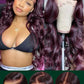 KLAIYI Black Cherry Loose Body Wave Pre Eeverything 13x4 Lace Frontal Wigs Human Hair Bye Bye Knots Glueless Ready to Wear and Go Wig with Face Framing Bangs Drawstring Pre Plucked Burgundy Wig 26Inch