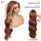 ENCOUNTERU Ginger Wear and Go Glueless Wig with Bangs Skunk Stripe Synthetic Lace Front Wigs for Women Body Wave Pre Plucked Pre Cut HD Lace Glueless Ready to Wear Middle Part 26 Inch
