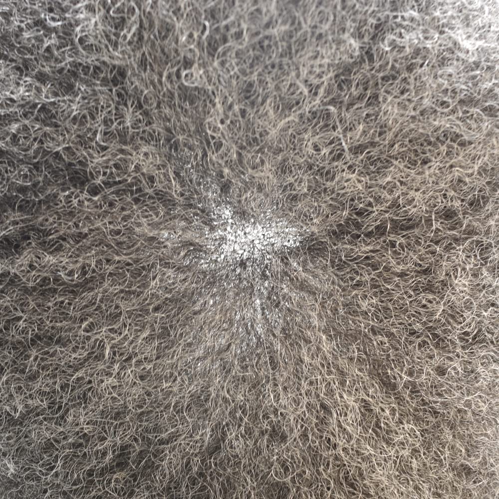 Afro Toupee For Black Men Human Hair All Transparent Lace Man Weave Balding Mens Custom Hair Unit 8X10inch Male Hair Replacement with weaves Light To Medium (10"*8", #1B50 Off Black+50% Gray-6mm)