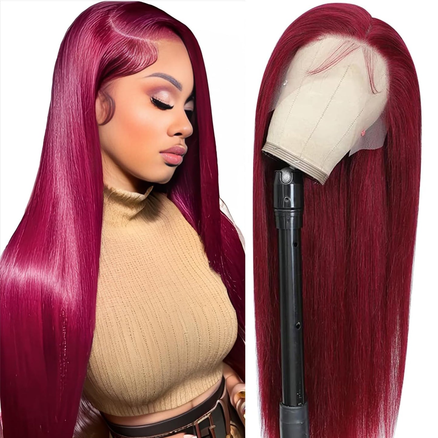 32 Inch Burgundy Wig Human Hair 99j Burgundy Lace Front Wigs Human Hair Red Human Hair Lace Front Wigs 200 Density 13x6 Hd Frontal Glueless Colored Wigs Human Hair Straight Wigs Human Hair Pre Plucked