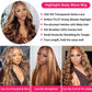 Yeeaak 32Inch Highlight Ombre Lace Front Wigs Human Hair 13x6 4/27 Highligt Body Wave Frontal Wig HD Transparent Lace Pre Plucked with Baby Hair 180% Density Glueless Honey Blonde Wig for Women