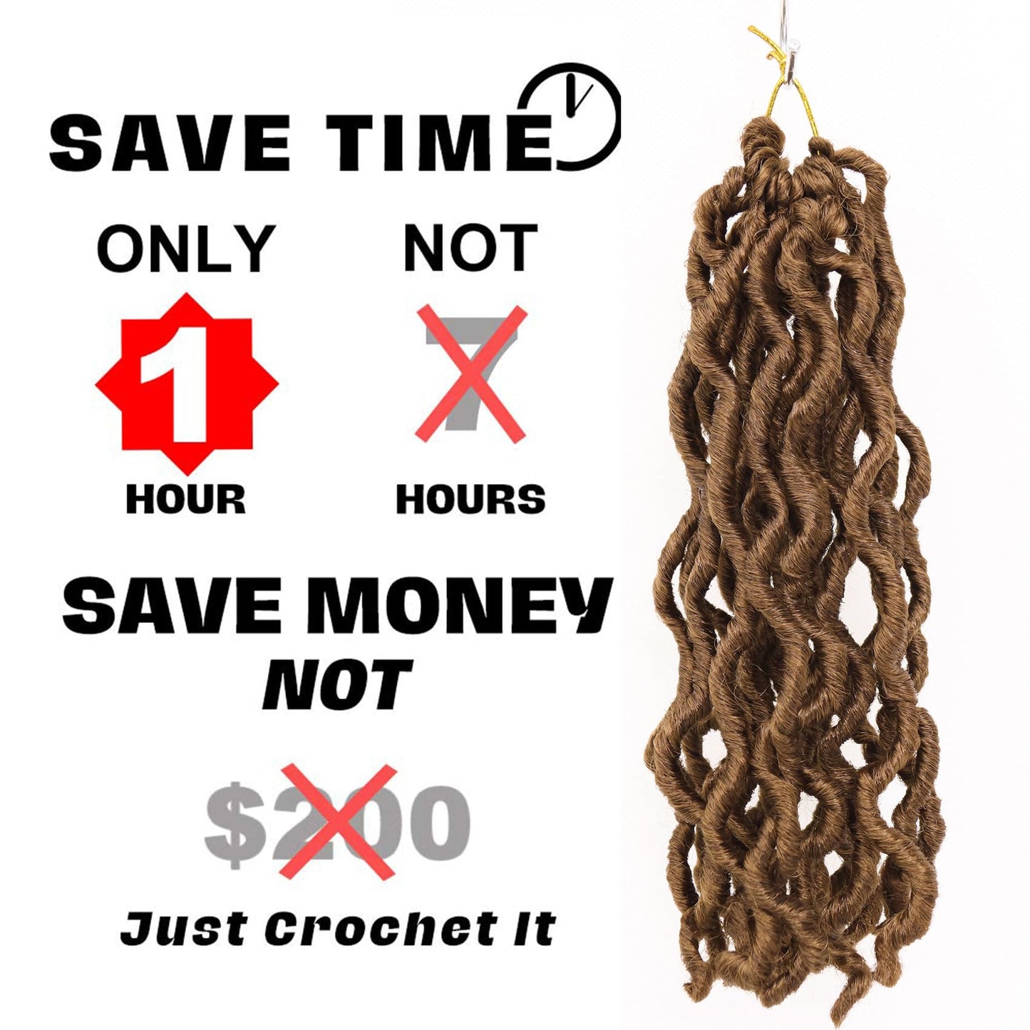 14 Inch Wavy Gypsy Locs Crochet Hair 6 Packs Blonde Goddess Faux Locs Crochet hair African Roots Synthetic Braiding Hair Extensions for Black Women, 27#