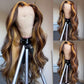 SISIFIRE Blonde Highlight Lace Front Wigs for Women Pre-plucked Hairline Glueless 13X4 Inch Synthetic Lace Front Wig with Baby Hair Long Loose Body Wave Wigs for Daily Party Wig