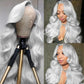 13x6 Lace Front Wig Human Hair, 180% Density Mini Knots HD Invisible Lace Wig for Women Free Part Glueless Silver Grey Colored Human Hair Wigs Long 34 Inch