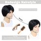 TOPHR Short Mens Wig Reddish Brown 6 Inch Heat Resistant Synthetic Straight Men Wigs for Daily Costumes or Halloween Wear