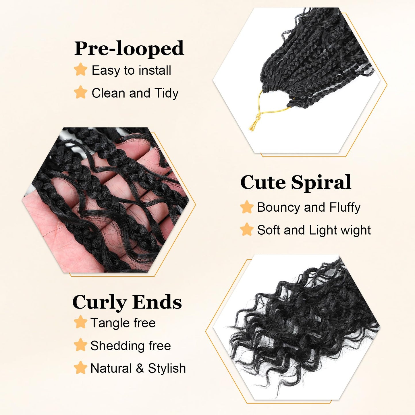 Yewell 9 Packs Goddess Box Braids Crochet Hair Boho Crochet Box Braids With Curly Ends CrochetHair For Black Women, 12 Inch Pre Looped Bohemian CrochetBox Braiding Hair (12Inch 9 Packs,1B)