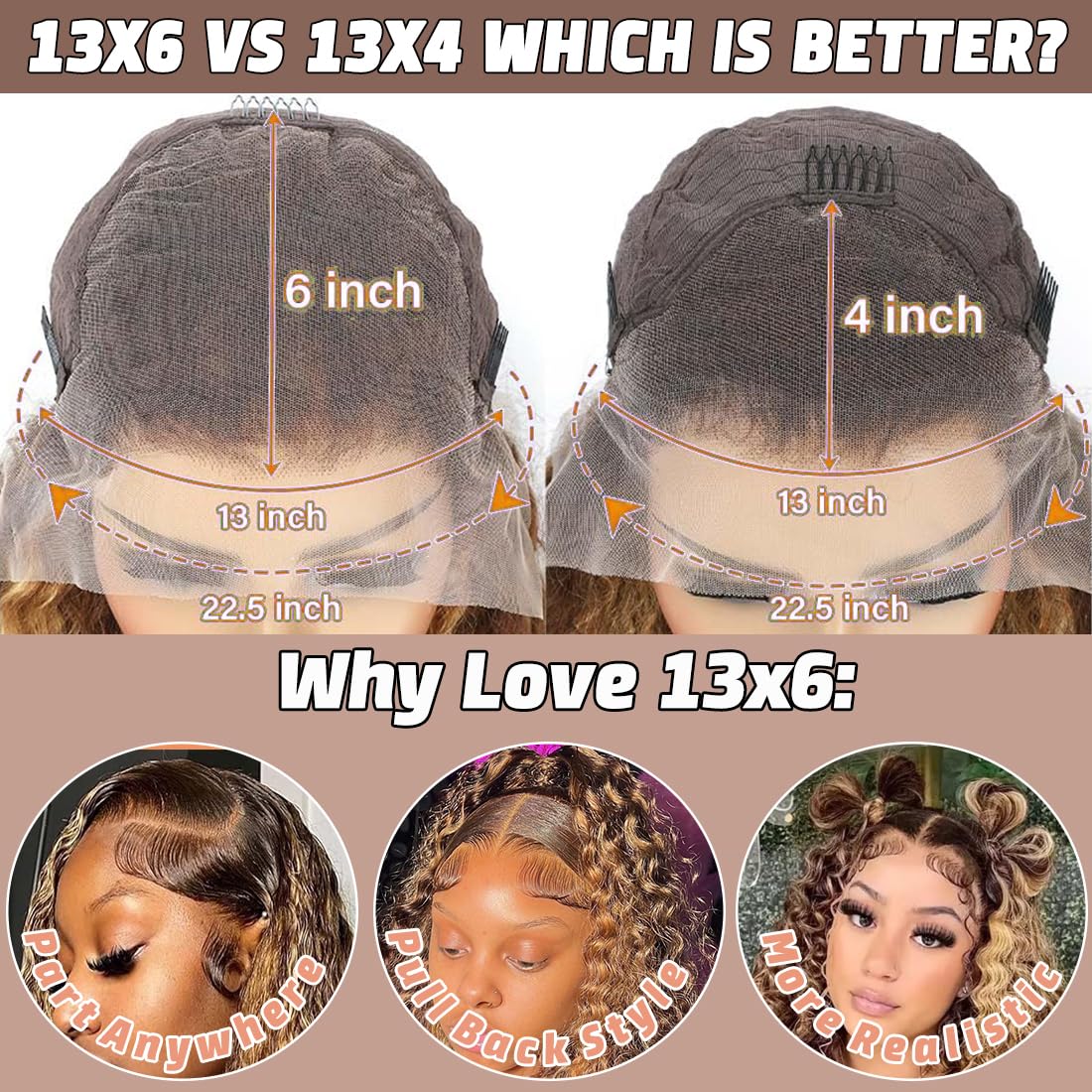 KVFCT 24 inch Ombre Highlight 13x6 Deep Wave Lace Front Wigs Human Hair 200% Density Honey Blonde 4/27 Curly Human Hair Wigs HD Lace Front Glueless Wigs Pre Plucked with Baby Hair Deep Wave Wig