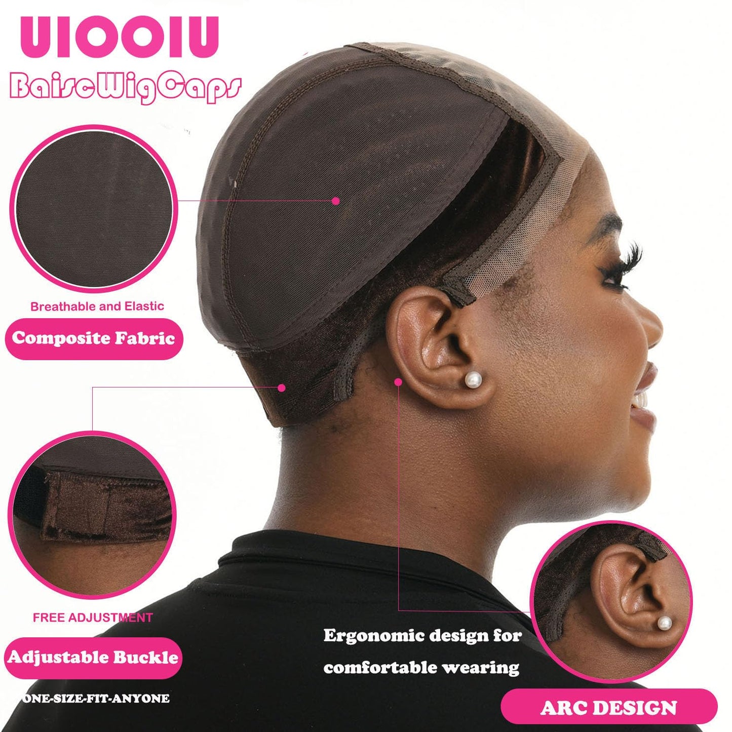 Lace Wig Grip Cap for Women 4x5 Transparent Lace Wig Caps Non Slip Wig Gripper for Keeping Wigs In Place Adjustable Wig Cap(Brown,Large)