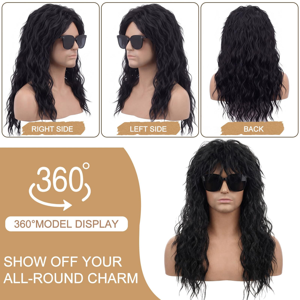 Suncalla 6 Set Retro Wigs for Halloween Party Multicolor