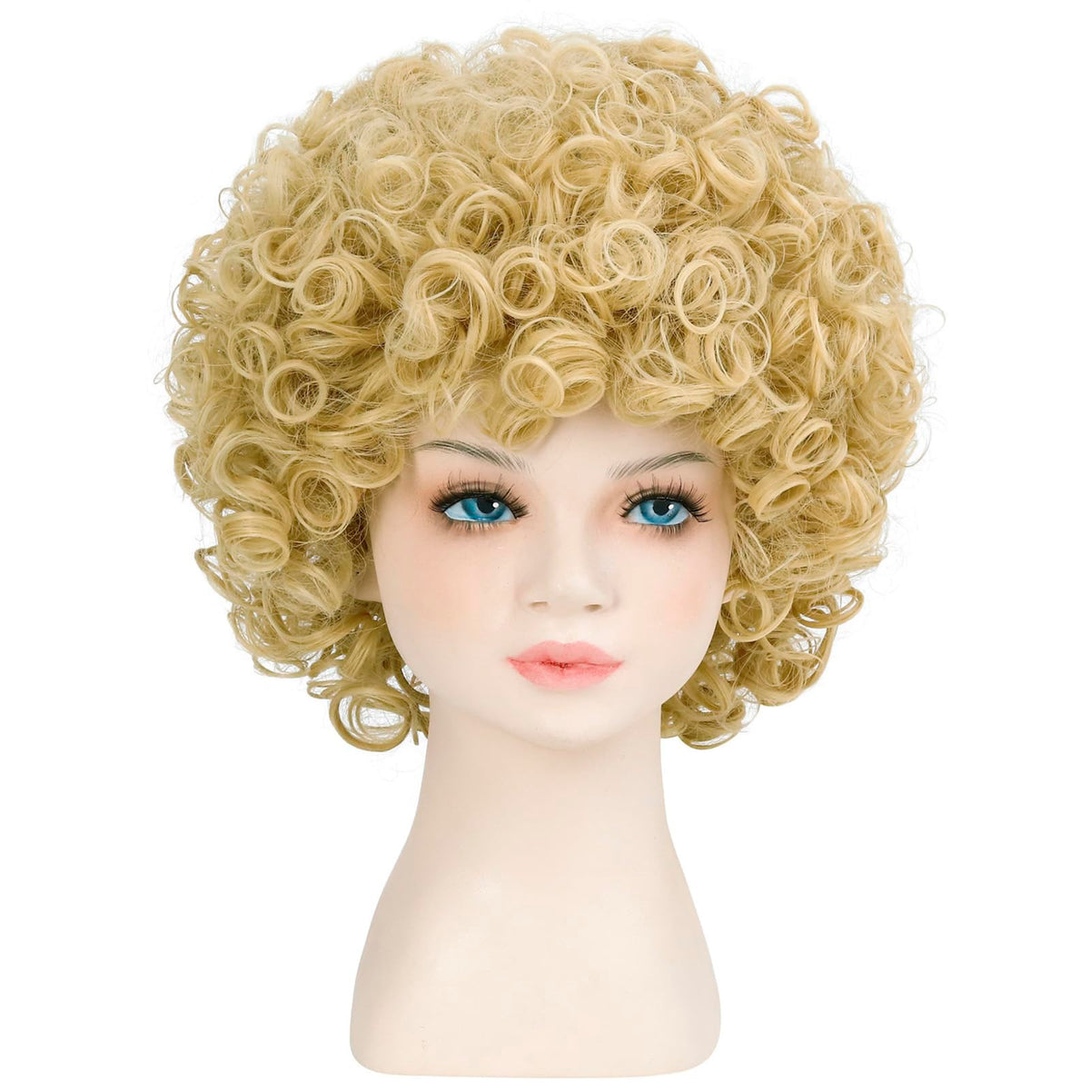 incohair Unisex Blonde Wig 70s 80s Short Curly Hair for Girls & Boys Fluffy Synthetic Hair Stylish Costume Wig for Cosplay Party & Everyday Wear (Blonde)