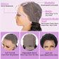 Gearina 13x4 Deep Wave Lace Front Wigs Human Hair 200 Density HD Transparent Lace Frontal Human Hair Pre Plucked Glueless Wigs Human Hair for Women Natural Black 28 Inch