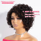 Rebecca Fashion Short Curly Human Hair Wigs for Black Women Side Part Cute Curly Bob Wig Brazilian Remy Non Lace Glueless Wigs Natural Looking Highlight Brown Black Mix Brown Color