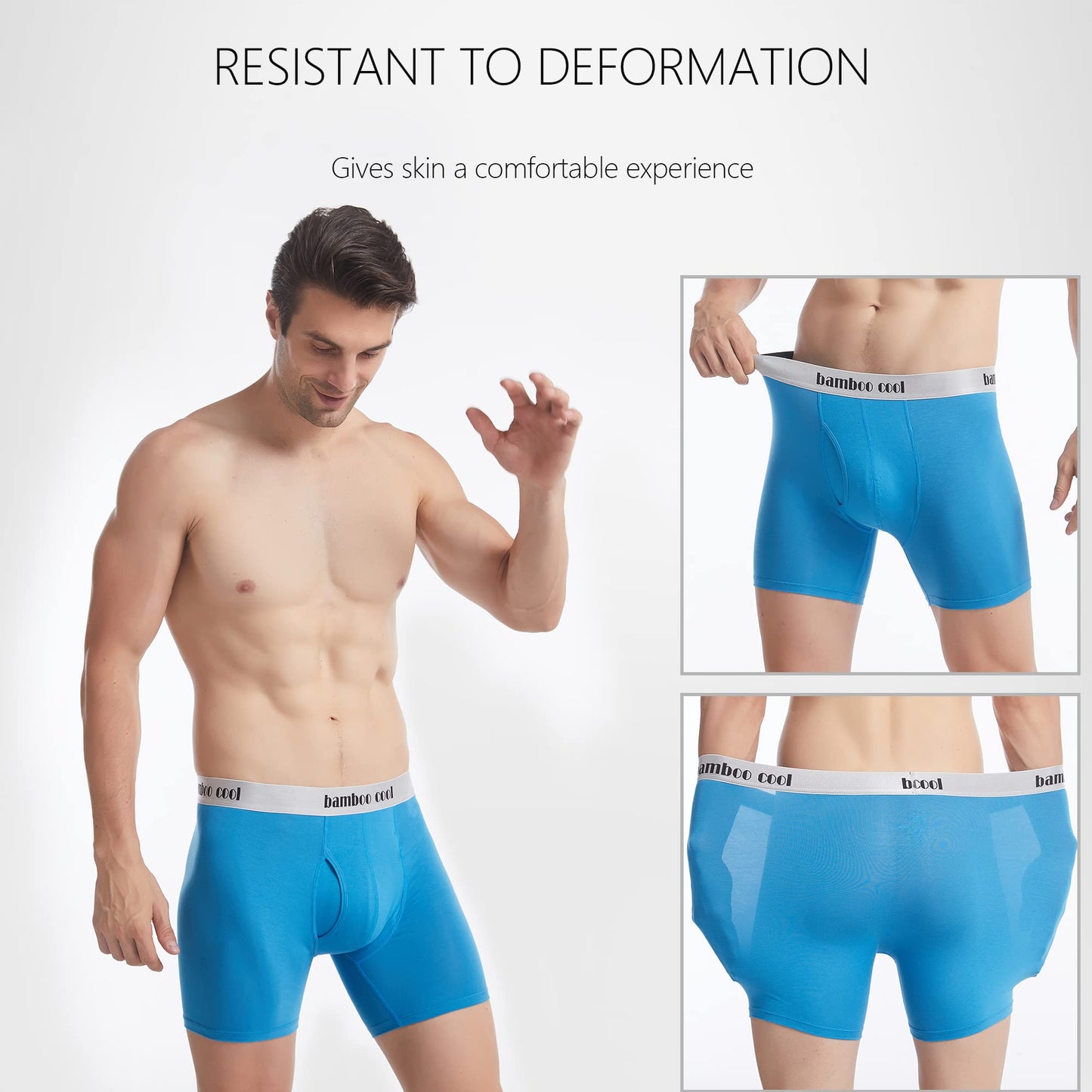 BAMBOO COOL Men's Ultra Breathable Underwear,No Riding Up Boxer Briefs with ComfortFlexible Waistband,Multipack