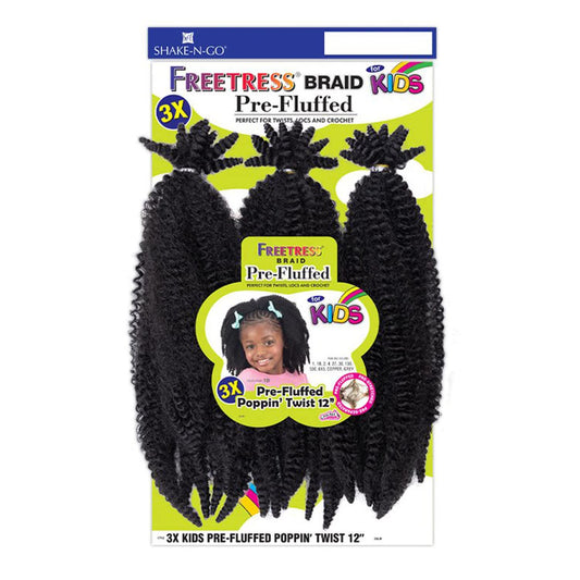 FreeTress Crochet Braids 3X Kids Pre-Fluffed Poppin' Twist 12" (Pack of 1, Copper)