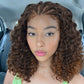Quantum Love Braided Wigs for Black Women Braids Cornrows Lace Curly Wigs 16 Inch Lace Frontal Braided Fully Curly Ombre Brown Bob Synthetic Glueless Wigs
