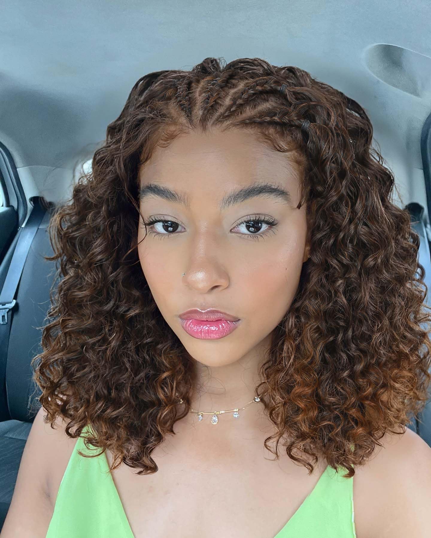 Quantum Love Braided Wigs for Black Women Braids Cornrows Lace Curly Wigs 16 Inch Lace Frontal Braided Fully Curly Ombre Brown Bob Synthetic Glueless Wigs