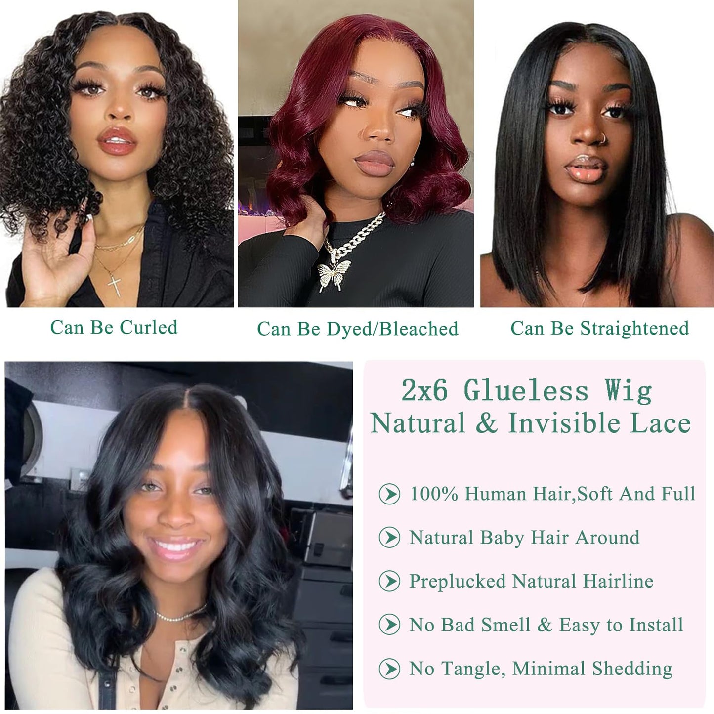 Wear and Go Glueless Wigs Human Hair Pre Plucked Pre Cut Body Wave 2x6 Hd Lace Closure 12 Inch Drawstring Middle Part Bob Wig Human Hair Short 180 Dentisty Lace Front Wigs for Black Women