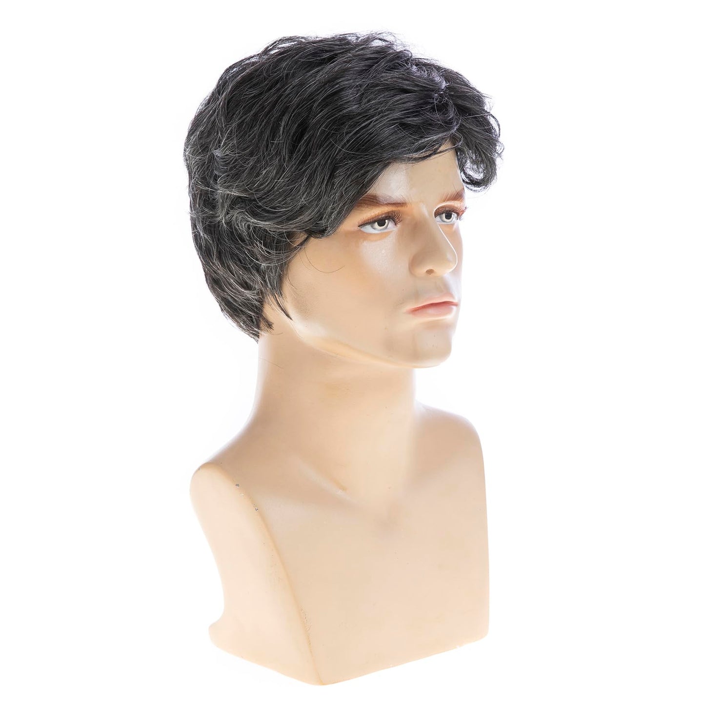 Baruisi Men Wigs Short Grey Wig Synthetic Heat Resistant Natural Halloween Cosplay Hair Wig，Dark Grey