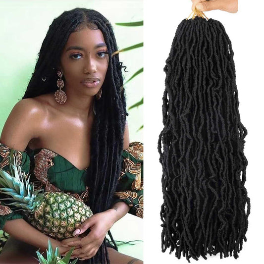 8 Packs Soft Locs Crochet Hair Pre Looped Faux Locs Crochet Braids Goddess Locs Dreadlocs Synthetic Hair For Black Women (1B, 24 Inch (Pack of 8))