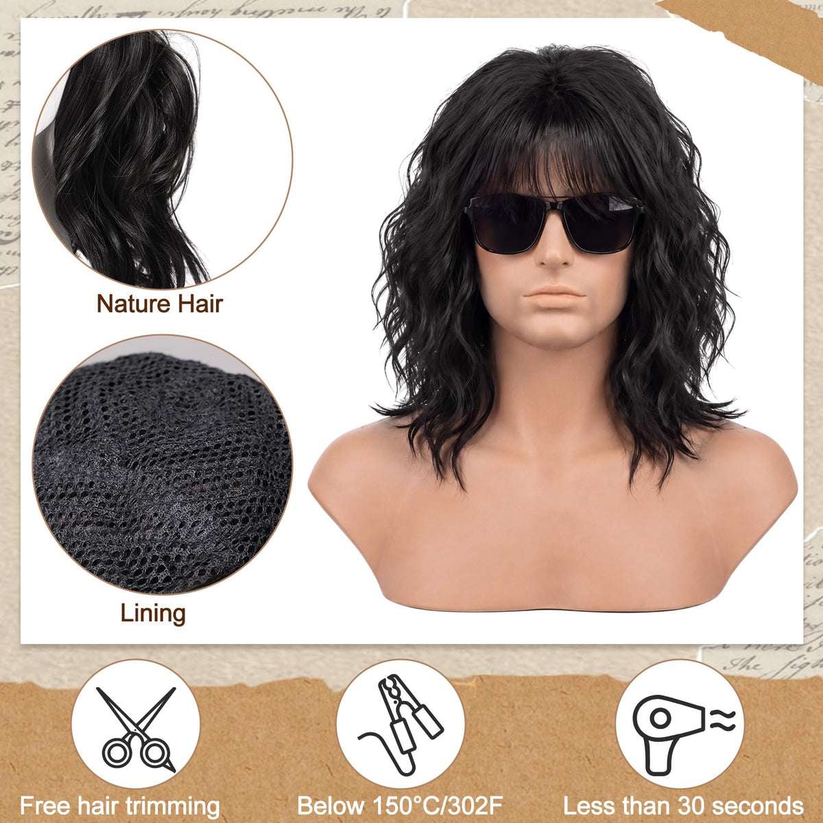 Suncalla 6 Set 80S Rocker Wigs for Halloween Party 3Color