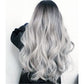 It's A Wig Wigs for Women Full Head Cover Ladies Gray Gradient High Temperature Silk Hair Set Long Big Wave Curly Hair In The Middle Part Dyeing Wig Lace Front for Women（White)