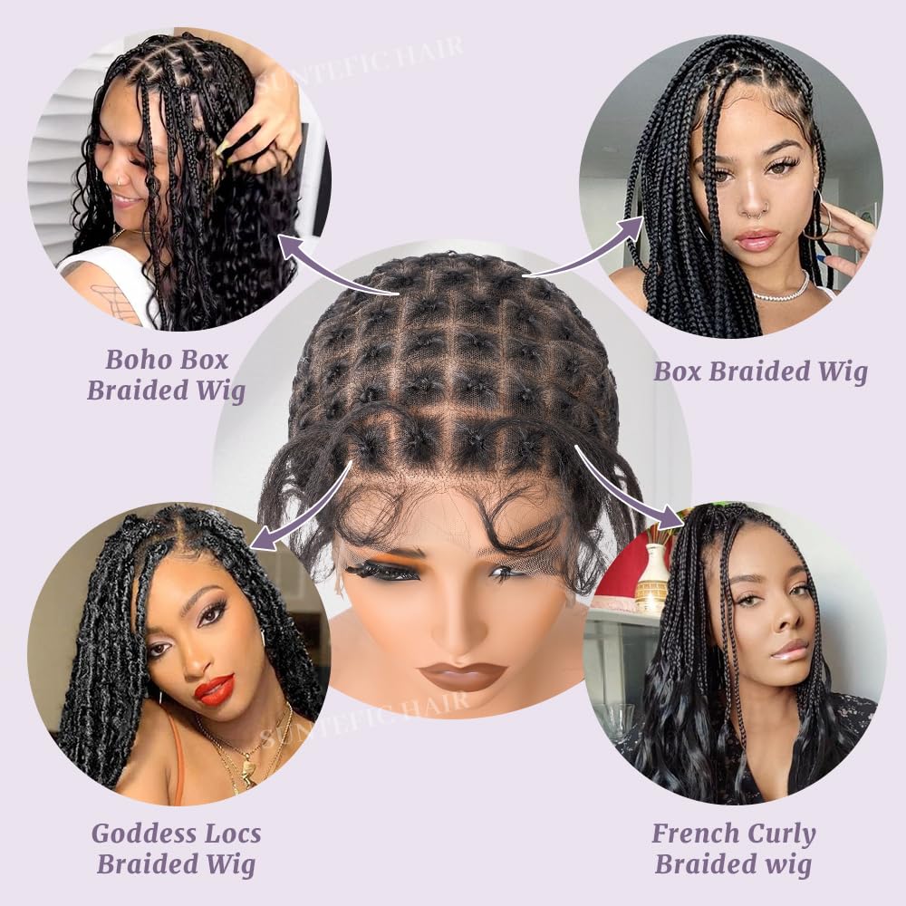 Suntefic Braided Wig Cap With Baby Hair Crochet Wig Cap For Crochet Braids Hair Glueless Double Full Hd Lace Wig Caps For Black Women (Black-113)