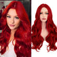 Sabosi Red Wig for Women Long Wavy Wigs Middle Part Wavy Wig Natural Looking Synthetic Heat Resistant Fiber Wig for Daily Party Use