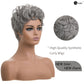 DOcute Gray Wig for Black People Pixie Cut Wig with Bangs Short Pixie, Curly Wig for Black Women, Fluffy Pixie Curly Wig for Women Natural Wavy Short Gray Pixie Cut (Grey)