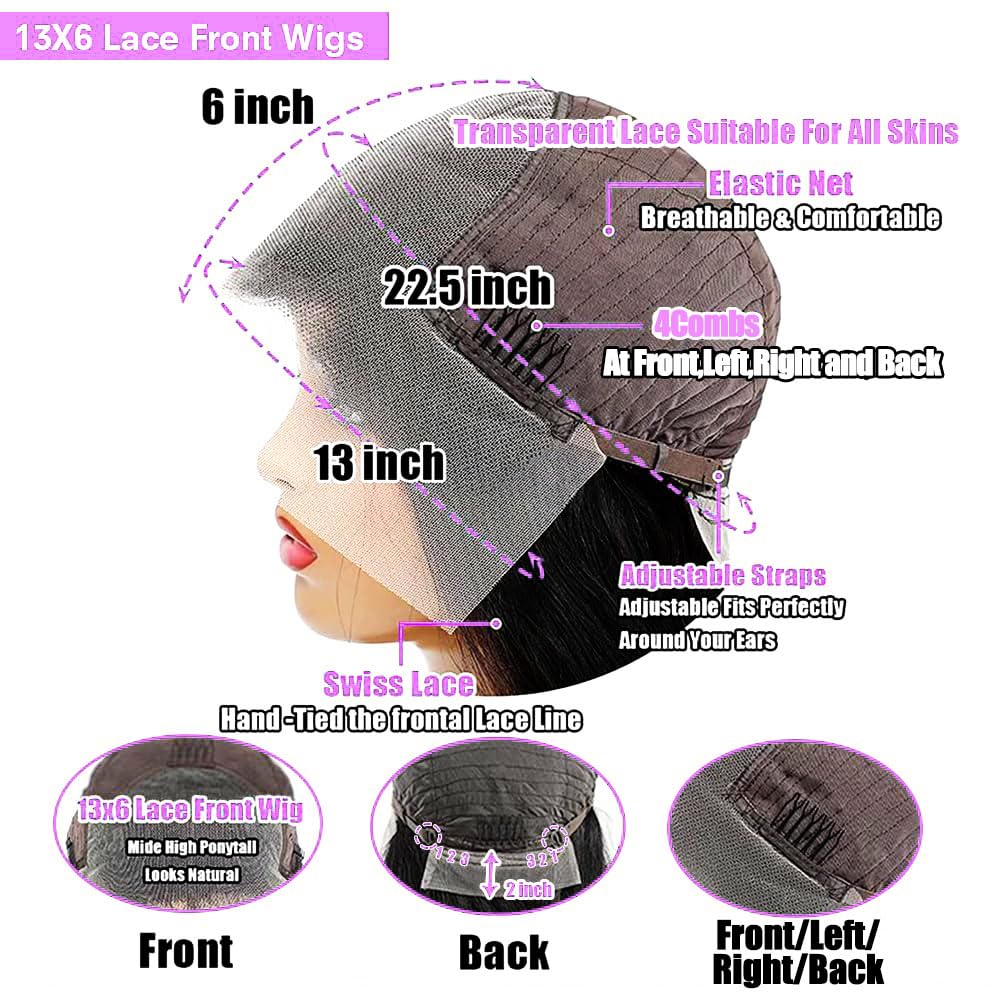 Punmasa 22 inch Bob Wig Human Hair 13x6 Frontal Lace Wig 200% Density HD Lace Front Wigs Human Hair Pre Plucked Short Curly Human Hair Wigs for Black Women Natural Black