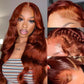 Dewyigs Reddish Brown Lace Front Wigs Human Hair Pre Plucked 22 Inch 180% Density Body Wave Lace Frontal Wigs Human Hair 13x4 HD Lace Brown wig human hair with baby hair glueless wigs
