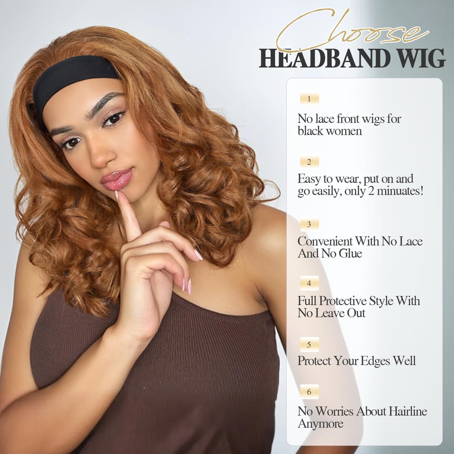 Quantum Love Yaki Curly Headband Wigs for Black Women Kinky Straight Brown Blonde Headband Curly Ends Synthetic Wear and Go Glueless half Wig with Headbands Attached