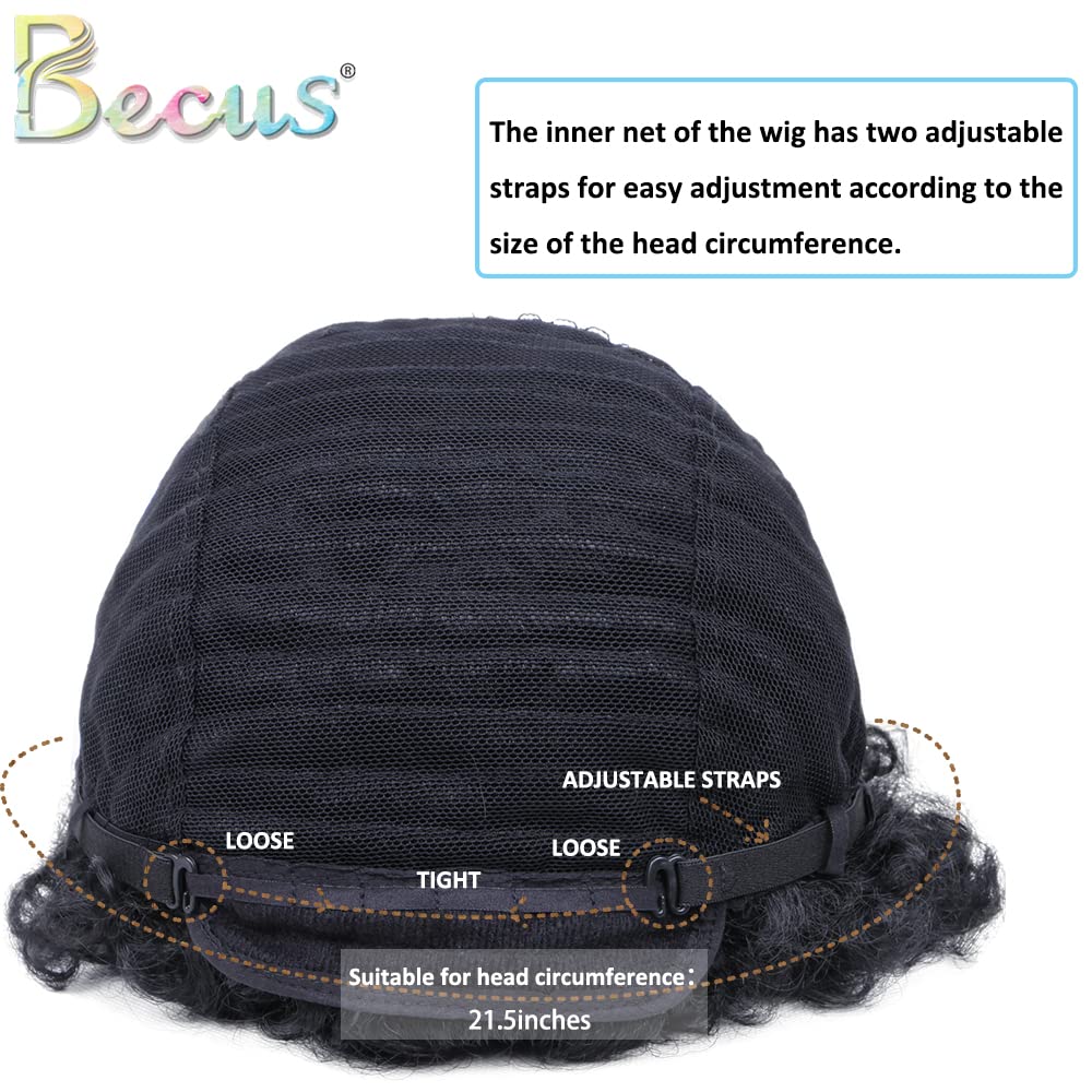 BECUS Afro Wigs for Black Men Short Afro Wigs Men 70's 80's Disco Funny Cosplay Afro Wig African American Full Synthetic Wig (Natural Black #1B)