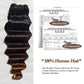 Beaushine T1B/2/4 Colored Bundles With Closure Human Hair Loose deep Wave Quick Weave Hair-20 22 24+20Inch Ombre Brazilian Loose Wave 3 Bundles Human Hair with hd Lace Closure Free Part Pre plucked