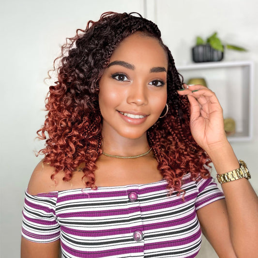 Yewell Goddess Box Braids Crochet Hair 12 Inch Boho Crochet Box-Braids, 9 Packs Boho Box-Braid Crochet-Hair For Black Women Pre Looped Box Braiding (12Inch 9 Packs,T350)