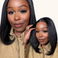 Nadula 10 Inch 13x4 HD Lace Yaki Straight Bob Wig with Drawstring – Pre Everything Glueless Bob Lace Front Wig Human Hair with Ear Tape, Pre-Plucked Invisible Knots, Ready to Go Yaki Wig 150% Density