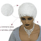 BOBCOO White Short Pixie Wigs for Black Women,Natural Wavy Synthetic Hair with Lightweight Cap, Soft Textured Short Bob Cut Wig(White)