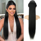 ORSUNCER Drawstring Ponytail Extension, Long Straight Pony Tails Hair Extensions Natural Soft Clip in Ponytail for Women Synthetic Hairpieces Black