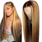 Cypha Ombre Lace Front Wig Human Hair Highlight 13x6 HD Straight Lace Front Wigs 180% Density 4/27 Colored Honey Blonde HD Lace Frontal Wigs For Women Glueless Pre Plucked with Baby Hair 20inch