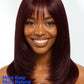 Nadula Purple Black Cherry Short Bob Layered Straight Drawstring Wig Human Hair with Wispy Bangs,Bye Bye Knots 7x5 Lace Closure Glueless Bob Wigs Pre Plucked Pre Cut Read to Wear Deep Wine Red 12inch