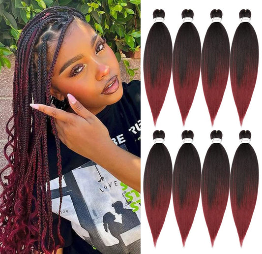 Ubeleco 8 Packs Pre-stretched Braiding Hair,20 Inch Ombre Braiding Hair Professional Soft Yaki Texture,No Itch, Hot Water Setting Hair Extensions for Braids (20in,1B/900)