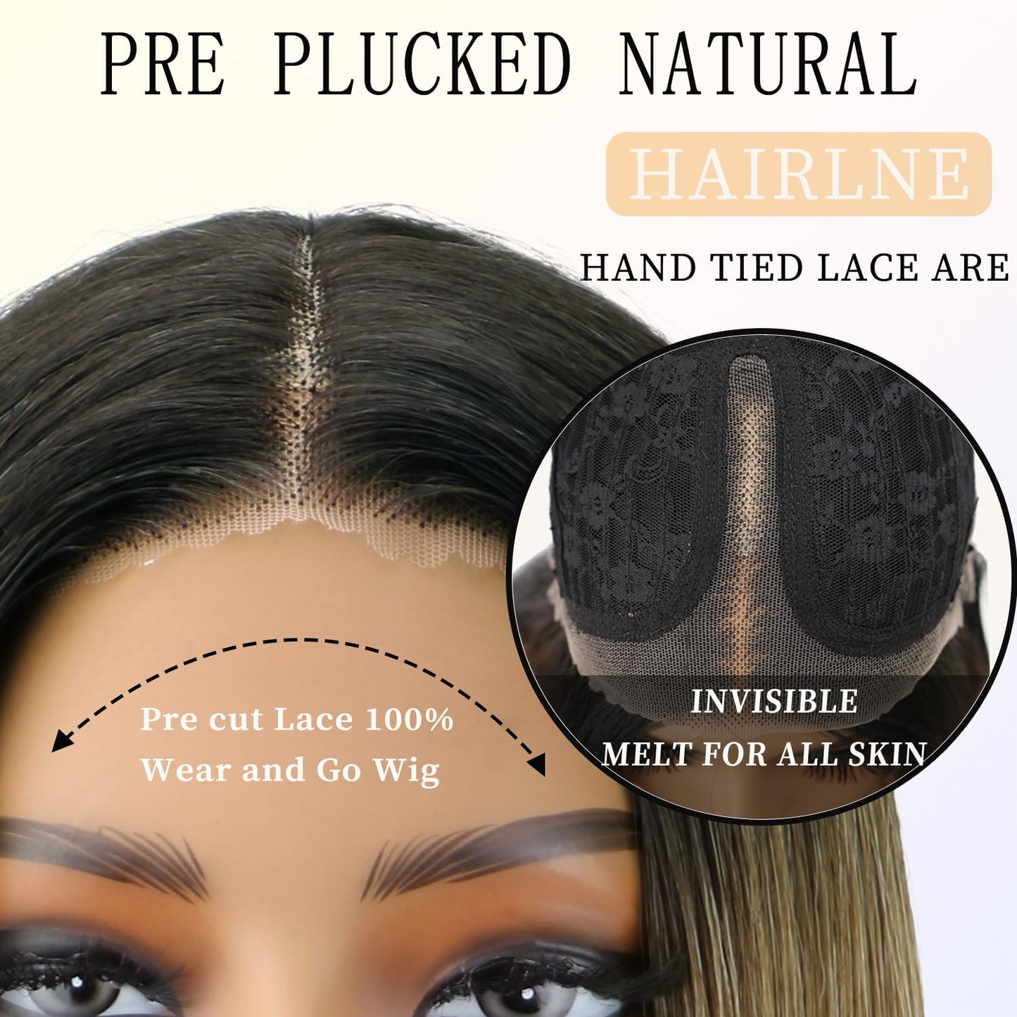 NOSTALGIA Ombre Blonde Wear and Go Glueless Wigs Pre Plucked Pre Cut for Beginners Synthetic Lace Front Wigs With Bangs Blonde Long Layered Straight Wigs