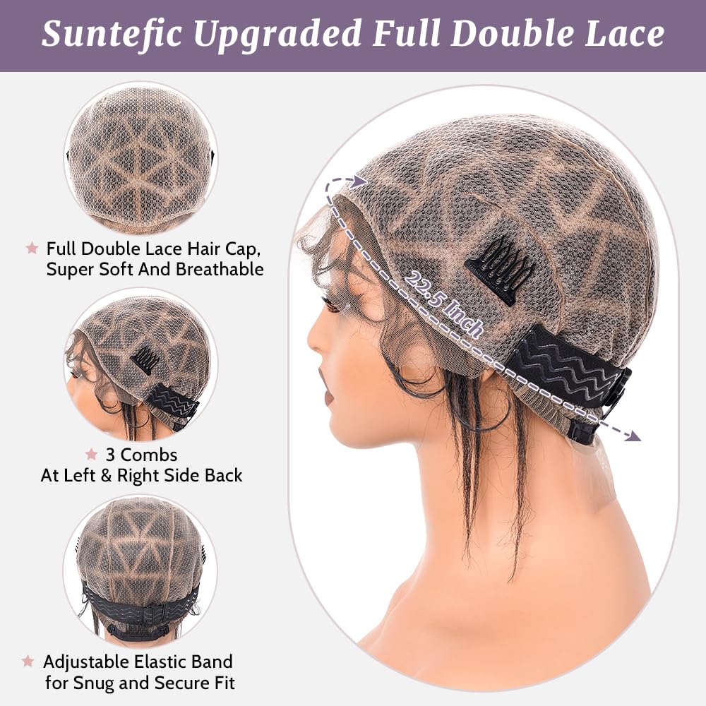 Suntefic Braided Wig Cap With Baby Hair Crochet Wig Cap For Crochet Braids Hair Glueless Double Full Hd Lace Wig Caps For Black Women (Black, 79 Knots New)