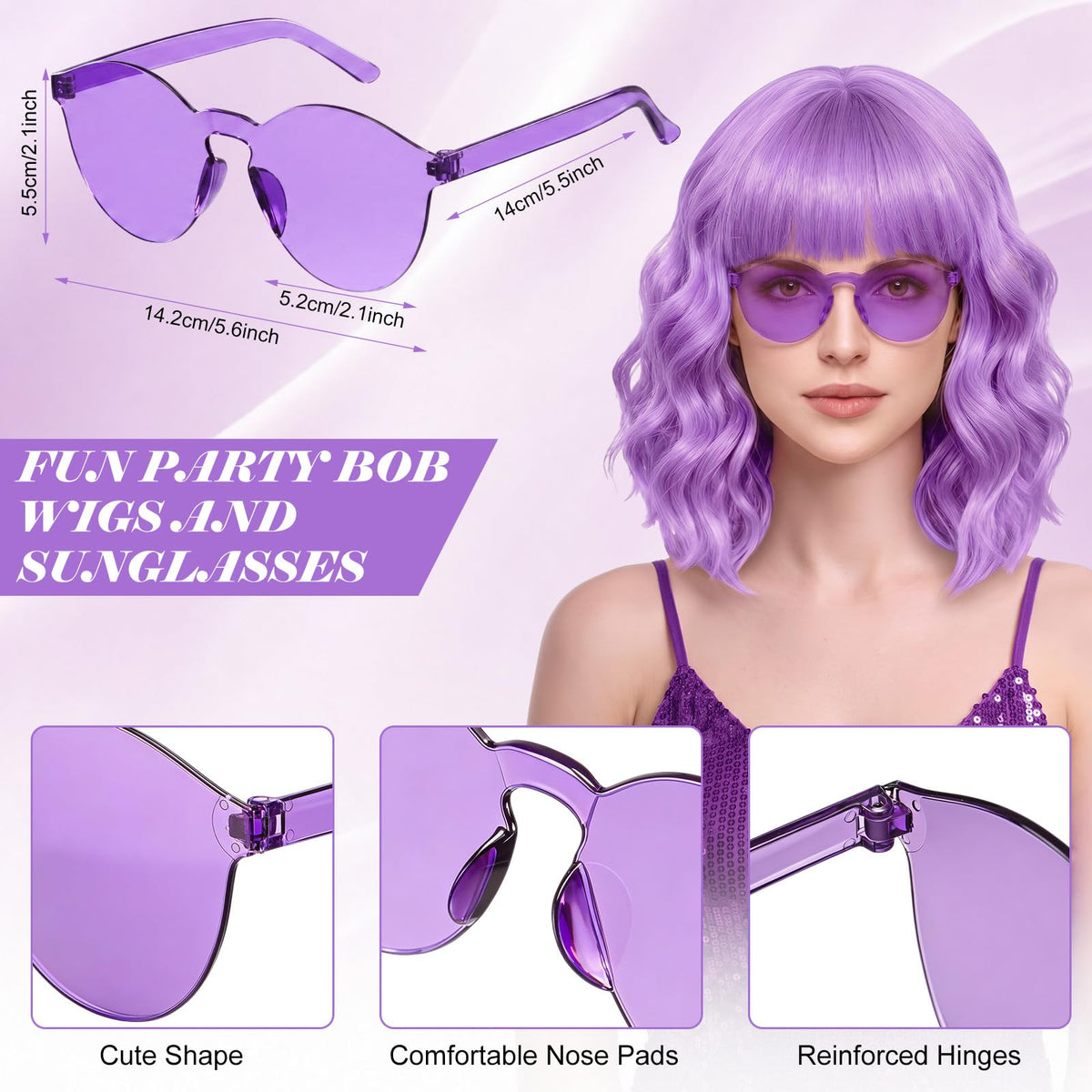 Suncalla 6 Set Wavy Bob Wigs for Halloween Party Colored