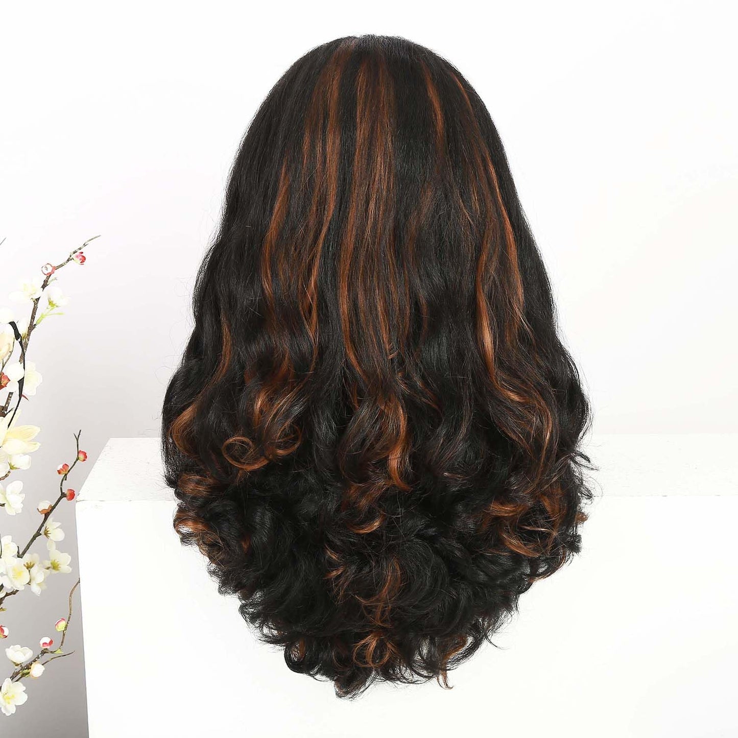 Quantum Love Yaki Curly Headband Wigs for Black Women Kinky Straight Ombre Brown Headband Curly Ends Synthetic Wear and Go Glueless half Wig with Headbands Attached