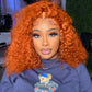 UCUVIC Wear And Go Glueless Wigs Human Hair Pre Plucked Pre Cut Curly 5x5 Deep Wave Bob Wig Human Hair Lace Front Closure Wigs For Black Women 200 Density Curly Wig Glueless Wear And Go Ginger 12 Inch