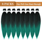 Pre-Stretched Braiding Hair, 20 inch Braiding Hair 8 Packs Ombre Black to Green Professional Soft Yaki Texture,No Itch, Hot Water Setting Hair Extensions for Braids (20in,1B/Green)