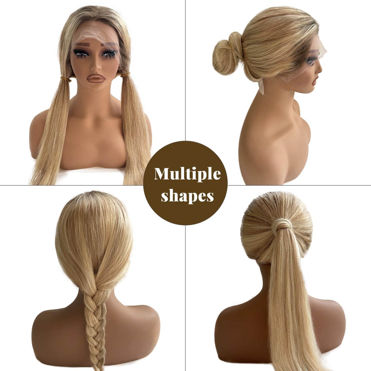 Belaved Wigs Human Hair Highlight Lace Front Ombre 13x4 Straight HD Lace Front Wig Golden Brown to Blonde Balayage Lace Frontal for Women 150% Density Glueless Pre Plucked with Baby Hair 16 Inch